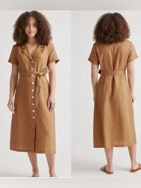 100% European Linen Button Front Dress size XL